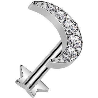 Titanio Luna con circonia y base de estrella Push In Labret