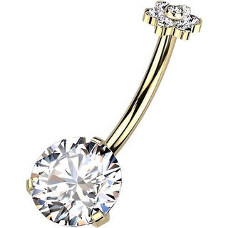 Titanio Piercing ombligo Flor Circonita Push In