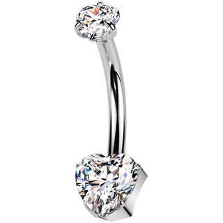Titanio Piercing ombligo corazón circonita Push In