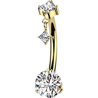 Titanio Piercing ombligo Circonita en forma de Diamante colgante Push In