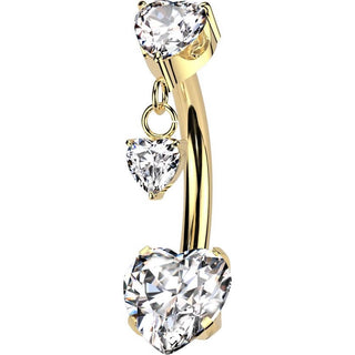 Titanio Piercing ombligo Corazón de Circonita con colgante Push In