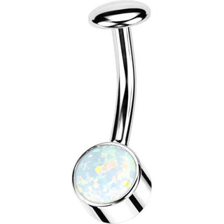 Titanio Piercing ombligo Ópalo enmarcado Plata Push In