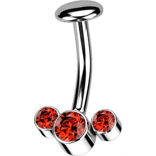 Titanio Piercing ombligo 3 Circonita Plata Push In