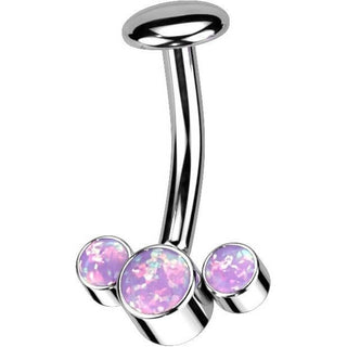 Titanio Piercing ombligo 3 Ópalo Plata Push In