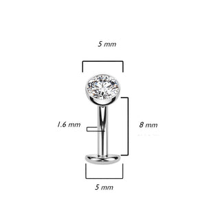 Titanio Piercing ombligo Hemisferio circonita Push In