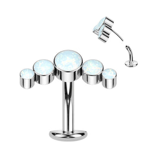 Titanio Piercing ombligo 5 Ópalo Plata Push In