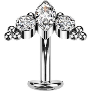 Titanio Piercing ombligo Circonita Ópalo Plata Push In