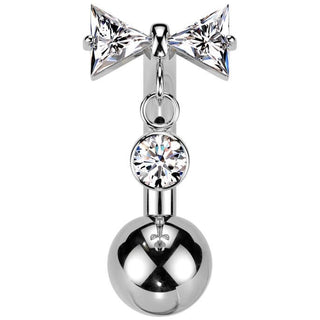 Titanio Piercing ombligo colgante lazo circonita Push In