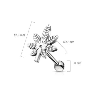 Barbell Hoja de Cáñamo Plata