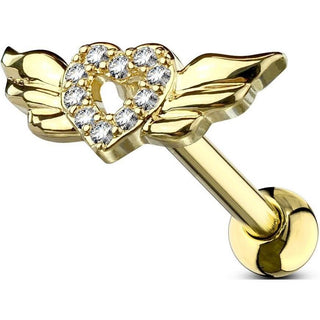 Barbell Corazón con Alas Circonita