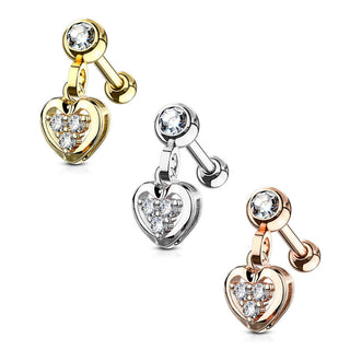 Barbell Corazón Colgante Circonita