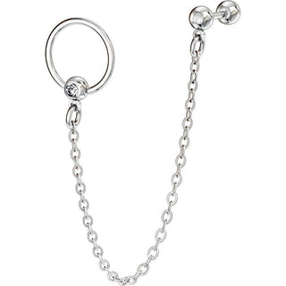 Barbell con Cadena Circonita Plata