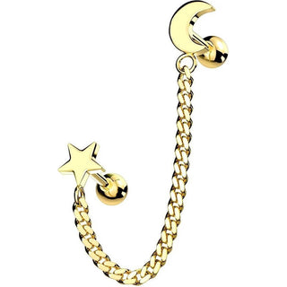 Barbell Estrella y luna con cadena