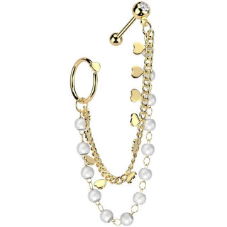 Pack de valor barbell cadena corazones perlas argolla