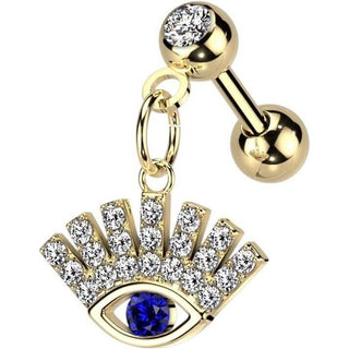 Barbell Ojo de la suerte colgante Circonita Oro Plata