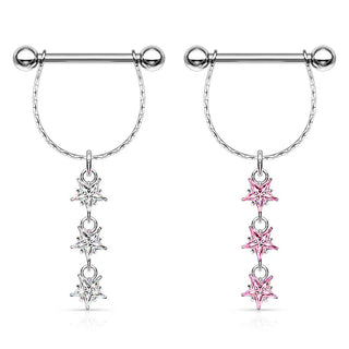 Estrellas Colgante Circonita Plata Pezón