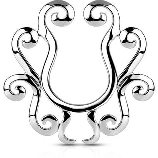 Pezón falso Flor tribal plateada Flexible