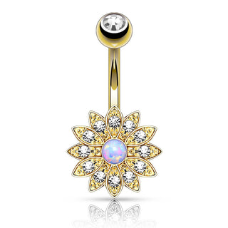 Piercing ombligo Flor Circonita ópalo