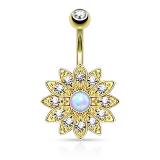 Piercing ombligo Flor Circonita Ópalo