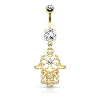 Piercing ombligo Hamsa colgante Circonita