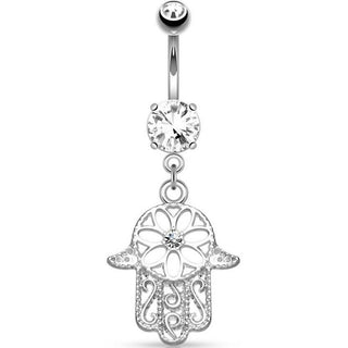 Piercing ombligo Hamsa colgante Circonita