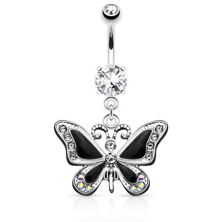 Piercing ombligo Mariposa colgante Circonita