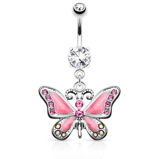 Piercing ombligo Mariposa colgante Circonita