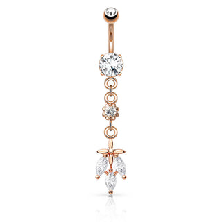 Piercing ombligo Hoja de 3 Circonitas Colgante