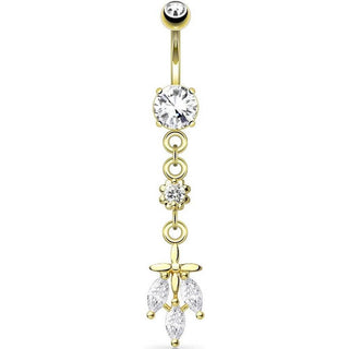 Piercing ombligo Hoja de 3 Circonitas Colgante