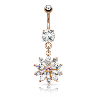 Piercing ombligo Colgante flor Circonita