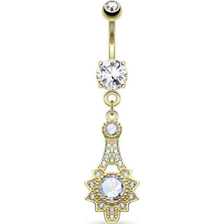 Piercing ombligo Sol Tribal Colgamte Circonita