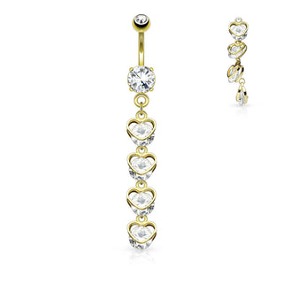 Piercing ombligo Cadena de Corazones colgante Circonita