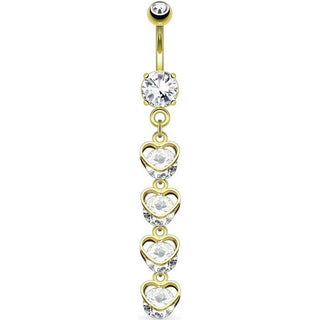 Piercing ombligo Cadena de Corazones colgante Circonita