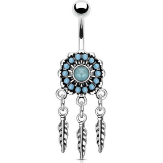 Piercing ombligo Atrapasueños turquesa Plata