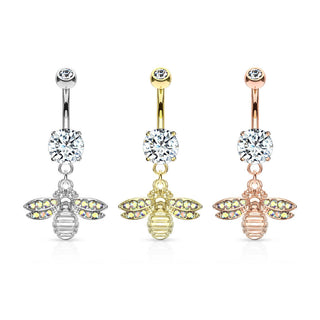 Piercing ombligo Abeja colgante Circonita