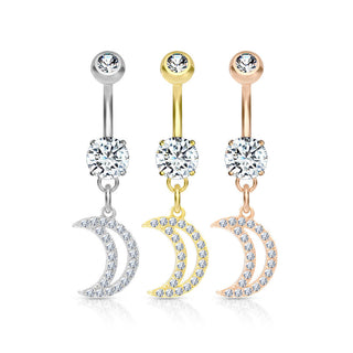 Piercing ombligo Luna colgante Circonita