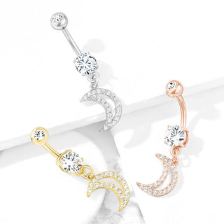 Piercing ombligo Luna colgante Circonita