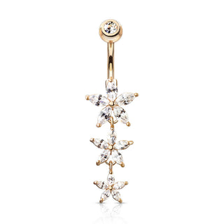 Piercing ombligo Flor colgante Circonita
