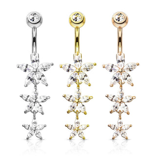 Piercing ombligo Flor colgante Circonita