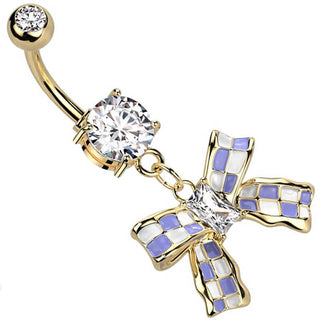 Piercing ombligo Lazo con cinta a cuadros