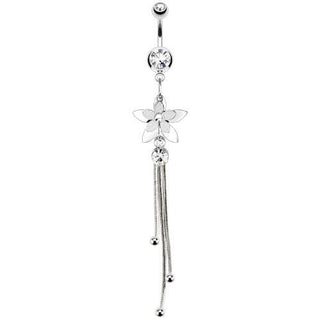 Piercing ombligo Flor colgante Circonitas Plata