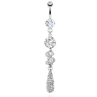 Piercing ombligo Gota colgante Circonitas Plata