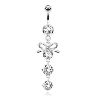 Piercing ombligo Lazo colgante Circonitas Plata