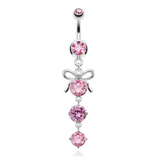 Piercing ombligo Lazo colgante Circonitas Plata