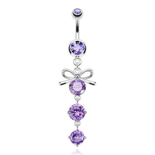 Piercing ombligo Lazo colgante Circonitas Plata