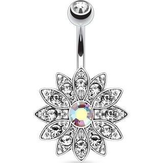 Piercing ombligo Flor Circonita Plata