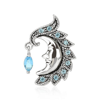 Piercing ombligo Luna Top-Down Circonita Plata