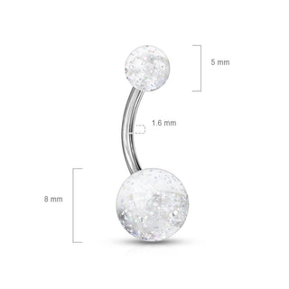 Piercing ombligo Bola con Purpurina Acrílica Ultra