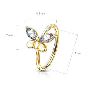 Anillo Circonita mariposa Oro Flexible