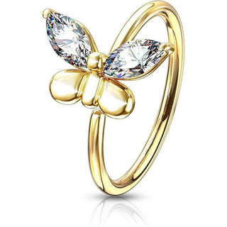 Anillo Circonita mariposa Oro Flexible